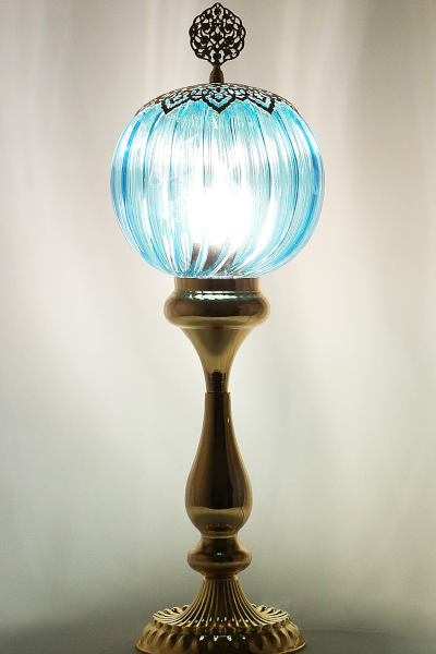 Pyrex Glass Gold Design Tall Table Lamp